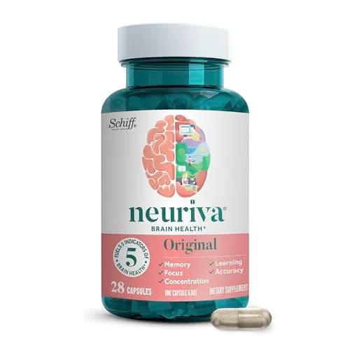 NEURIVA Original Brain Supplements for Memory and Focus 28 Count Capsules | Clinically Tested Nootropics Phosphatidylserine and Neurofactor thumbnail 1