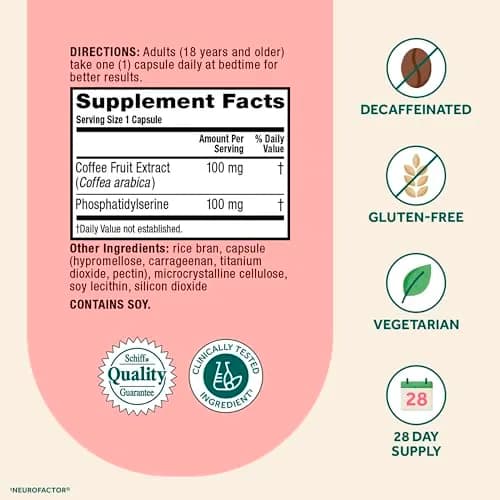 NEURIVA Original Brain Supplements for Memory and Focus 28 Count Capsules | Clinically Tested Nootropics Phosphatidylserine and Neurofactor thumbnail 3