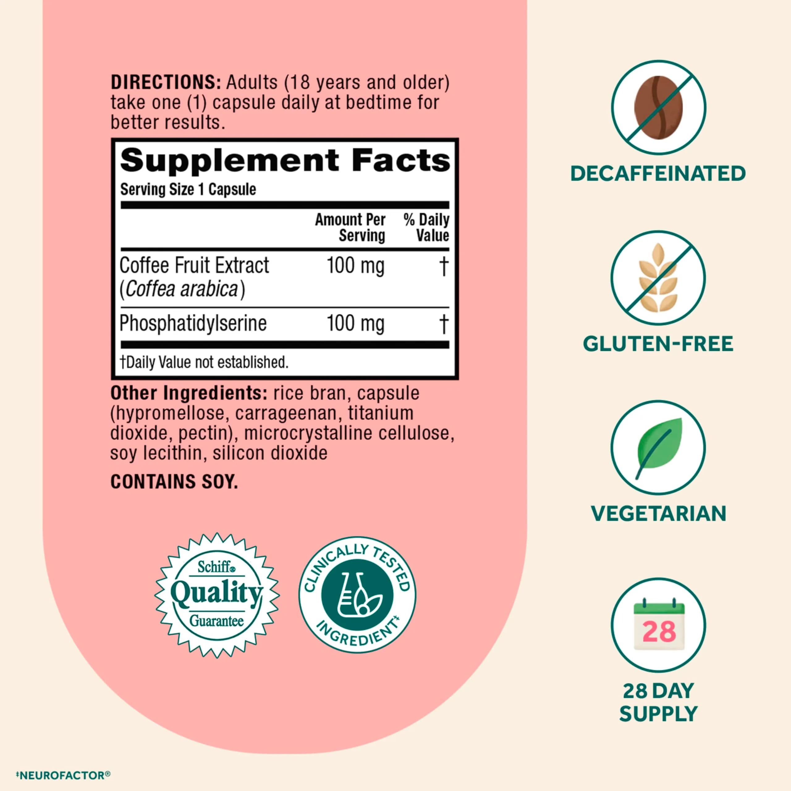 NEURIVA Original Brain Supplements for Memory and Focus 28 Count Capsules | Clinically Tested Nootropics Phosphatidylserine and Neurofactor - view 3