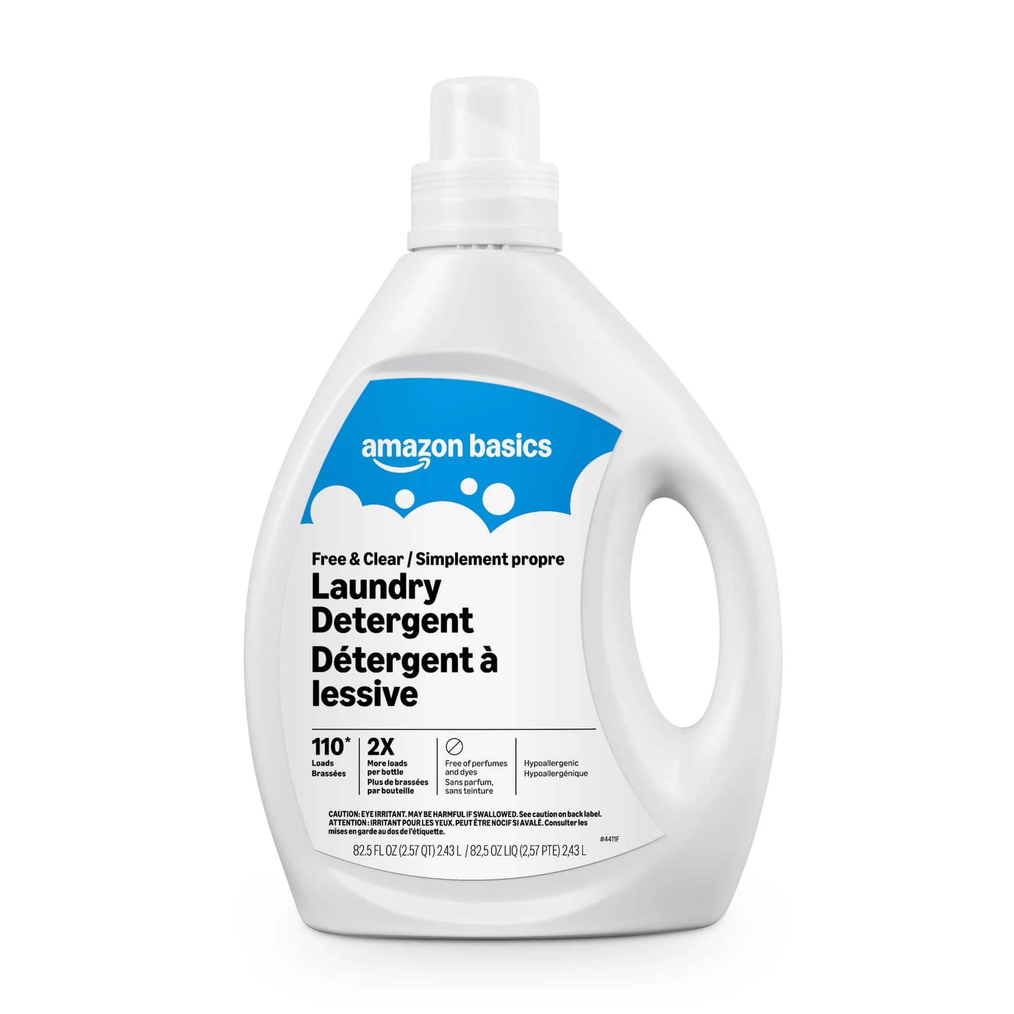 Amazon Basics Concentrated Liquid Laundry Detergent Free of Perfumes & Dyes 2.44 L (82.5 Fl Oz) | Hypoallergenic Clean for Sensitive Skin - main product image