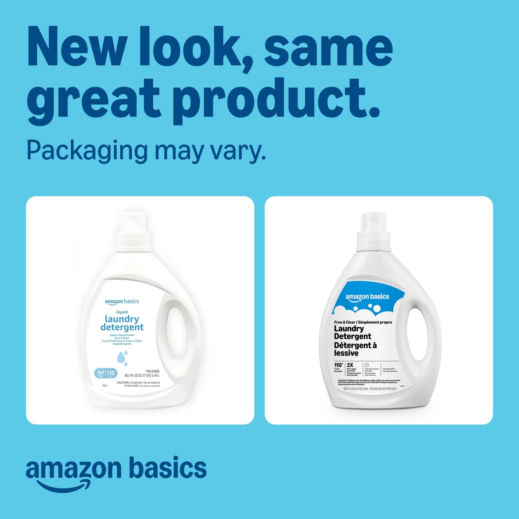 Amazon Basics Concentrated Liquid Laundry Detergent Free of Perfumes & Dyes 2.44 L (82.5 Fl Oz) | Hypoallergenic Clean for Sensitive Skin - view 2
