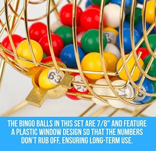 Regal Games Professional Bingo Game Set with 11" Wheel Cage & 75 Balls | Large Print Cards for Adults & Kids thumbnail 6
