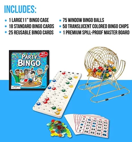 Regal Games Professional Bingo Game Set with 11" Wheel Cage & 75 Balls | Large Print Cards for Adults & Kids thumbnail 2