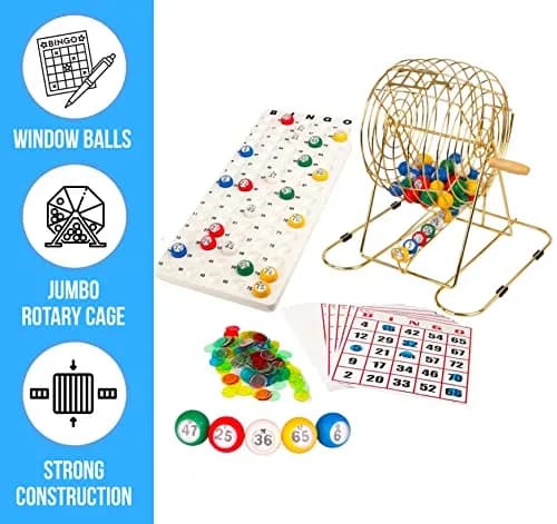 Regal Games Professional Bingo Game Set with 11" Wheel Cage & 75 Balls | Large Print Cards for Adults & Kids thumbnail 3