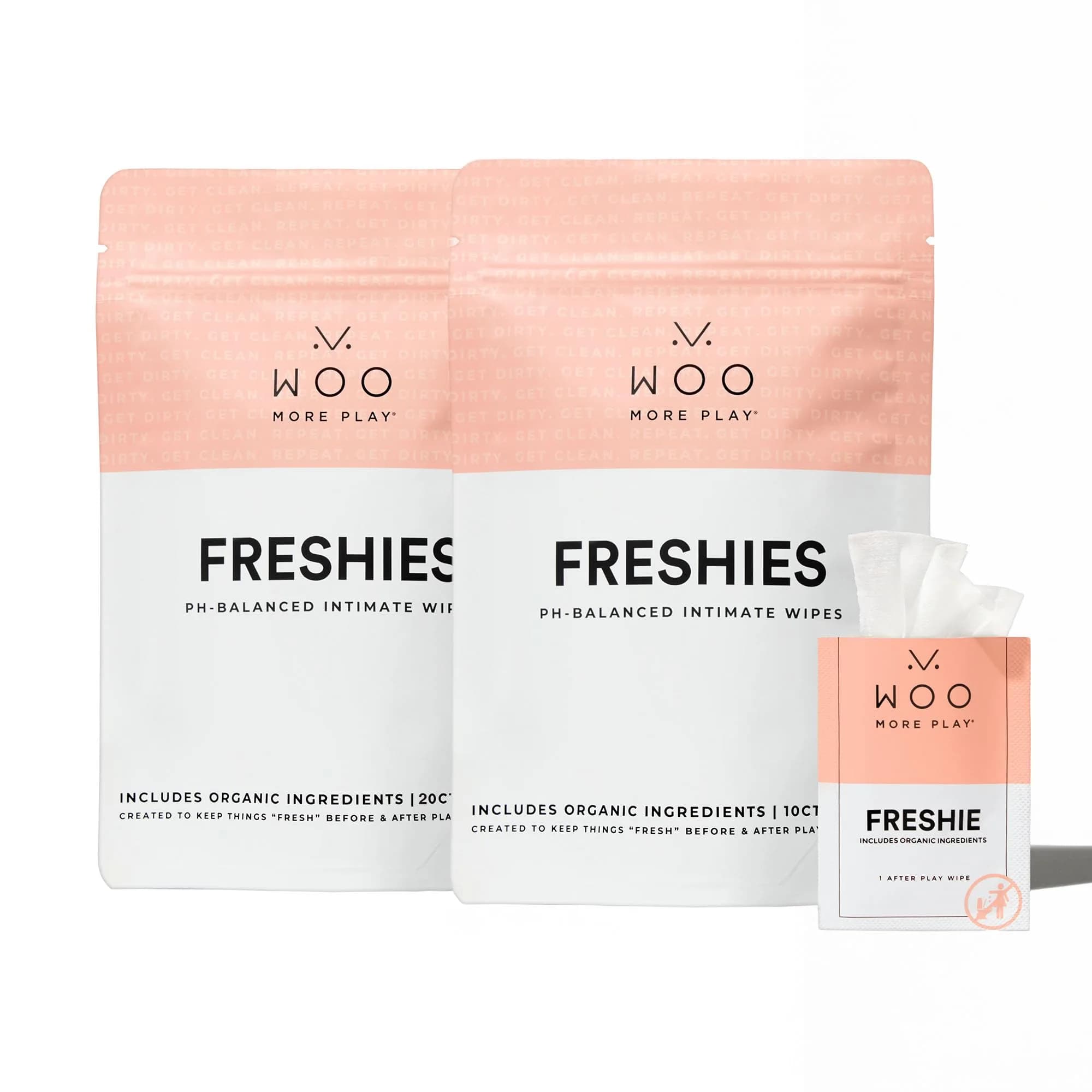 Woo More Play Freshies 30 ct | Organic & pH-Balanced Intimate Wipes for Women & Men