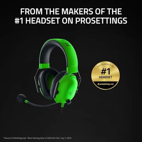Razer BlackShark V2 X Gaming Headset, 3.5mm Jack, Green | 50mm Drivers, Noise Isolation, Lightweight Comfort thumbnail 2
