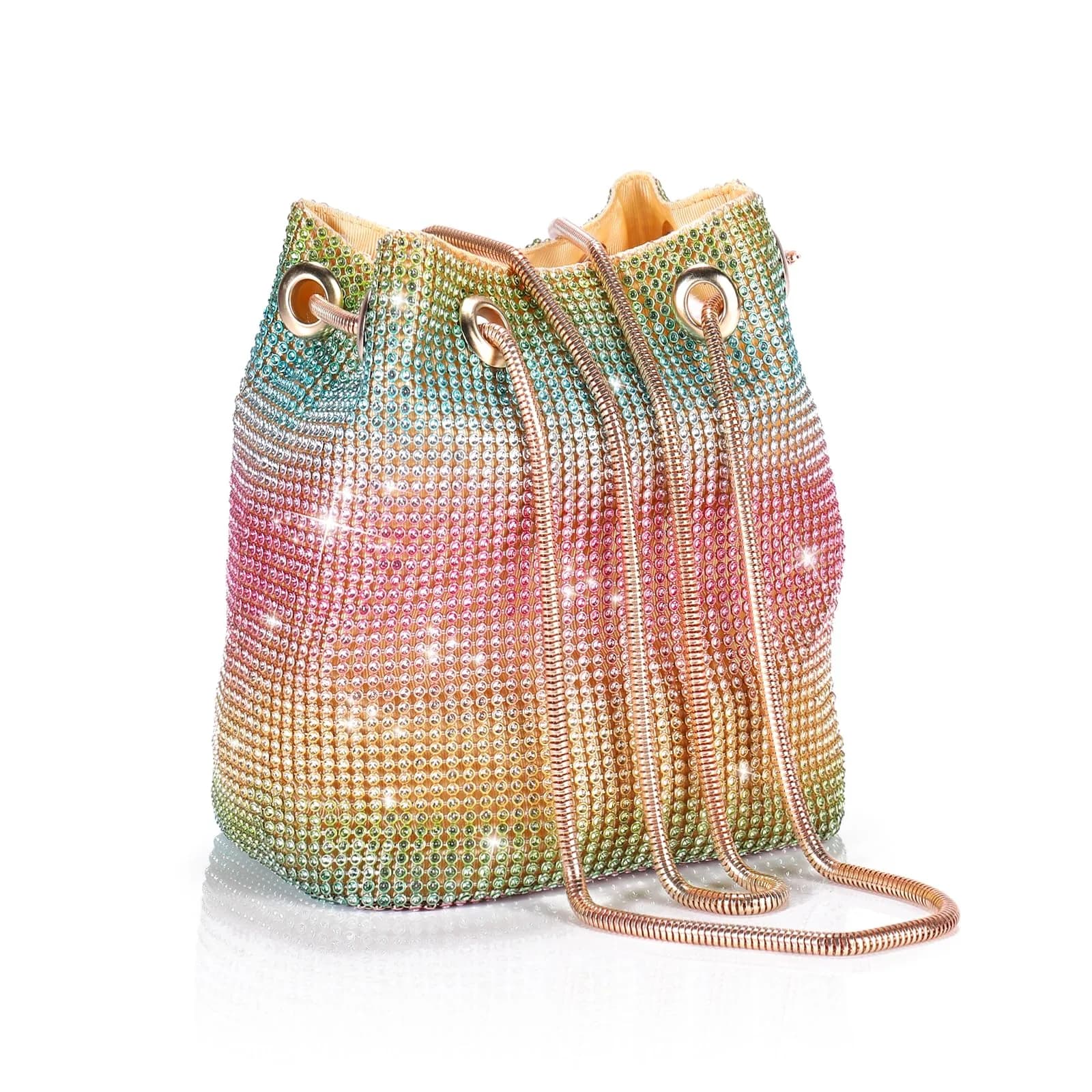 JIAN YA NA Rhinestone Trihedral Bucket Bag - Rainbow - main product image