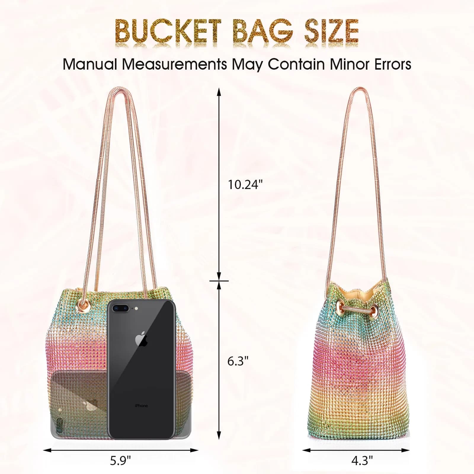 JIAN YA NA Rhinestone Trihedral Bucket Bag - Rainbow - view 4