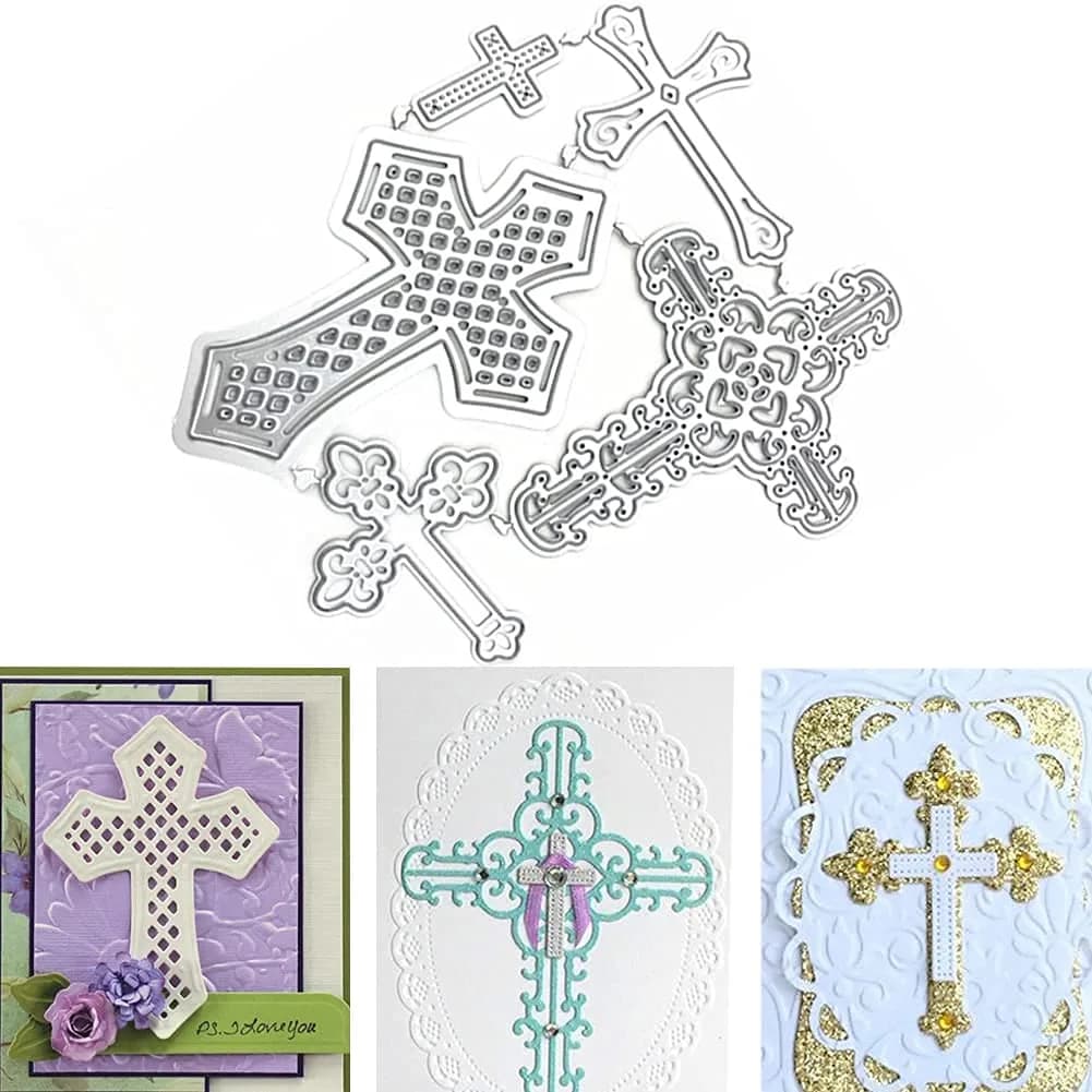 DIY Scrapbooking Artist Cross Metal Cutting Dies Kit | 5 Designs, Carbon Steel Stencils for Card Making & Embossing - main product image