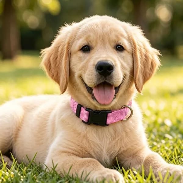 Penseepet Dog Collar, Adjustable Nylon, Pink, Small | Stylish & Comfortable Daily Wear thumbnail 2