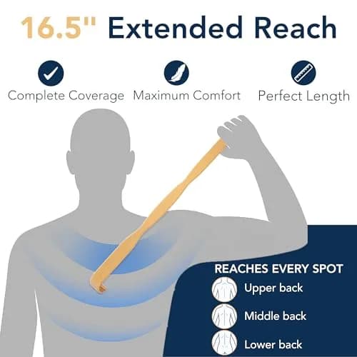 Slick Solutions Bamboo Back Scratcher 16.5" | Stress & Itch Relief, Durable & Eco-Friendly thumbnail 2
