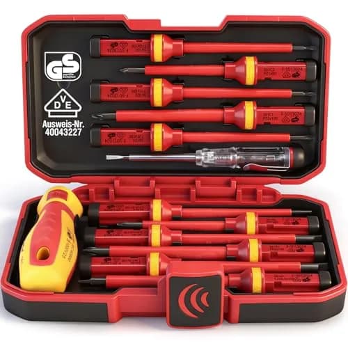 SEDY 1000V Insulated Electrician Screwdriver Set | VDE & GS Certified, 13-Piece, CRV Steel, Magnetic Tips, Replaceable Handle (9" x 5.5" x 2") thumbnail 1