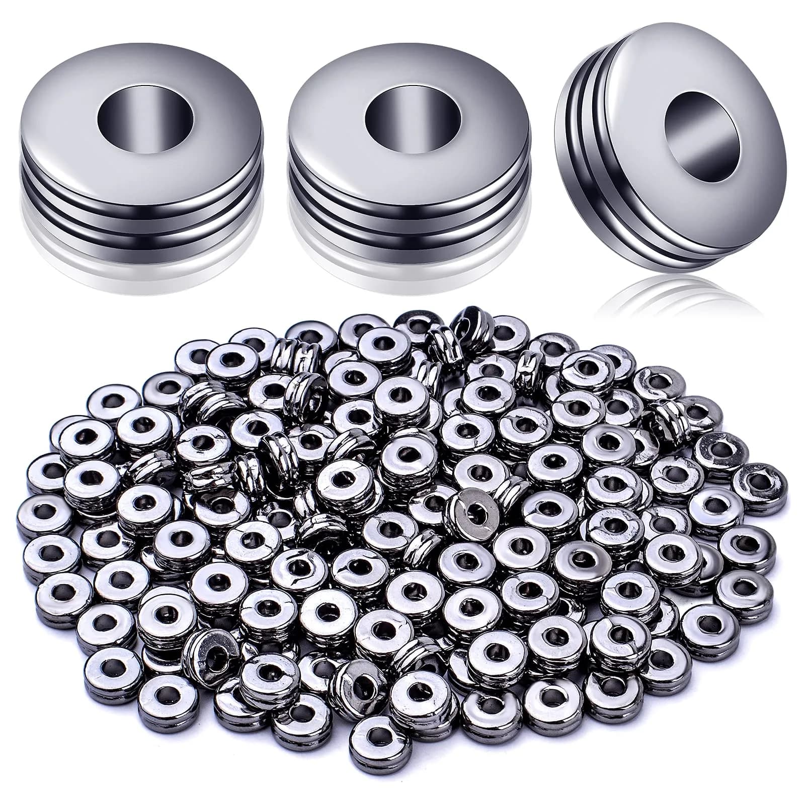 Aylifu Craft Bead 200pcs Alloy 6mm Flat Round Discs | Jewelry Making Supplies for Handmade Accessories