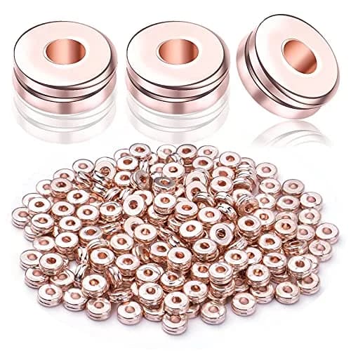 Aylifu Rondelle Spacer Beads 200pcs 6mm Rose Gold | Flat Round Disc Jewelry Craft Supplies thumbnail 1