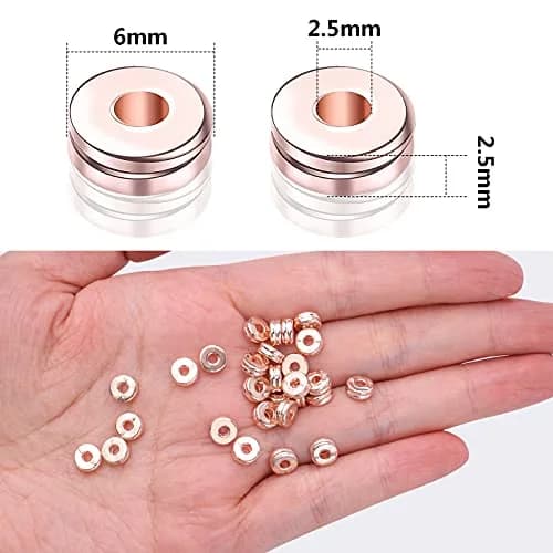 Aylifu Rondelle Spacer Beads 200pcs 6mm Rose Gold | Flat Round Disc Jewelry Craft Supplies thumbnail 7