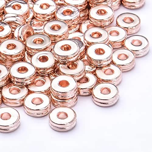 Aylifu Rondelle Spacer Beads 200pcs 6mm Rose Gold | Flat Round Disc Jewelry Craft Supplies thumbnail 3