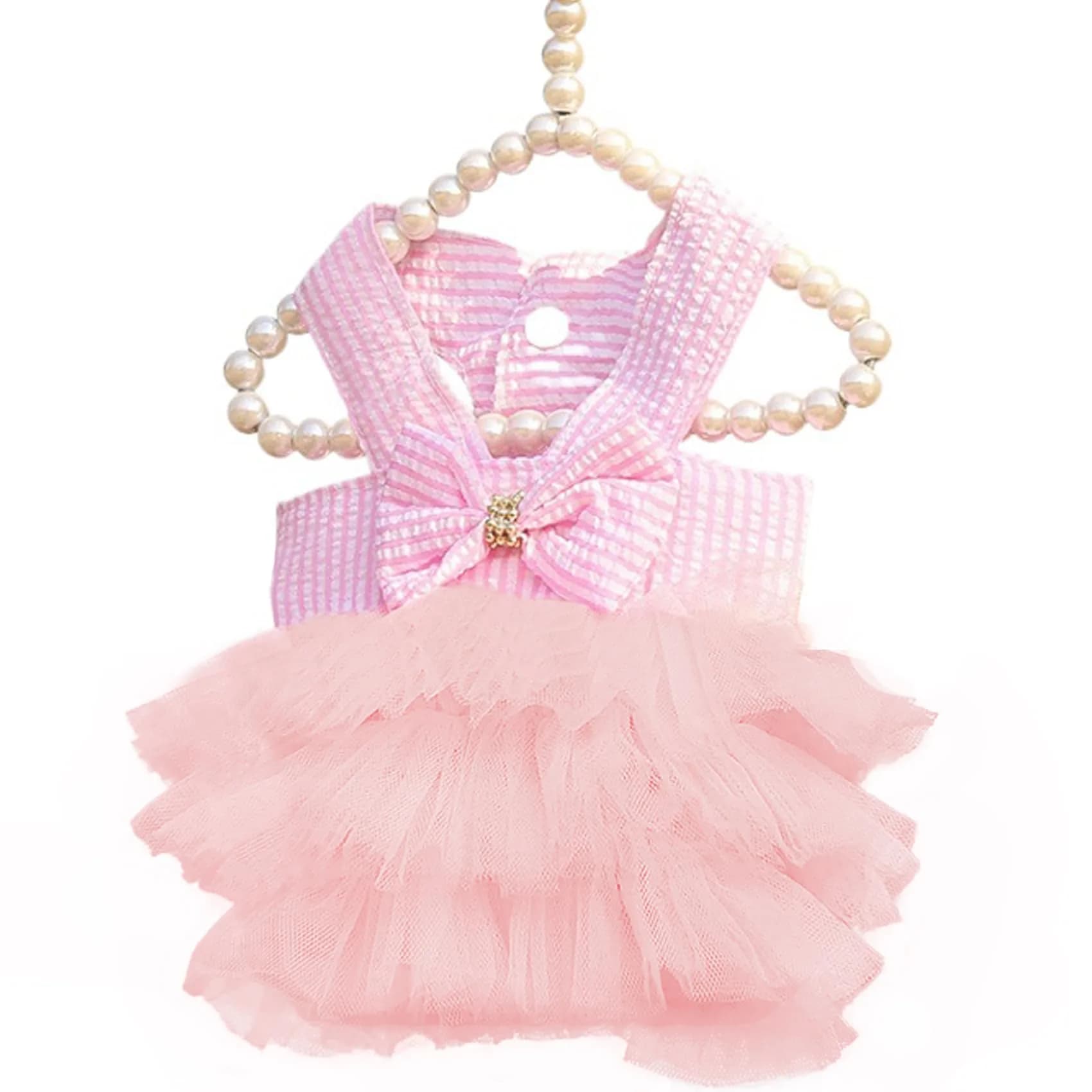 TAPBULL Striped Mesh Dog Dress XX-Large | Fashion Pet Clothes for Small Dogs — Pink