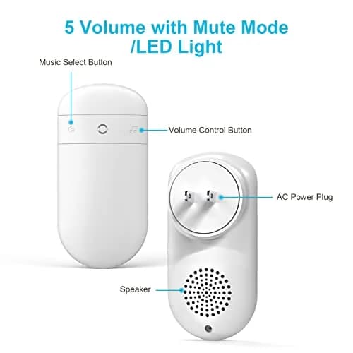 SECRUI Wireless Doorbell with 2 Plug-In Receivers & Waterproof Push Button | 1000ft Range, 58 Chimes, 110dB Sound, LED Flash thumbnail 5