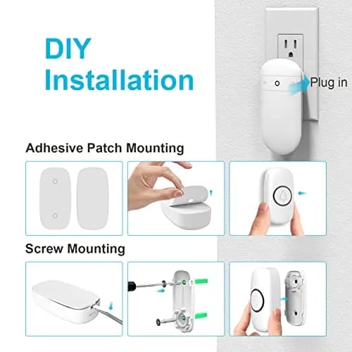 SECRUI Wireless Doorbell with 2 Plug-In Receivers & Waterproof Push Button | 1000ft Range, 58 Chimes, 110dB Sound, LED Flash thumbnail 6