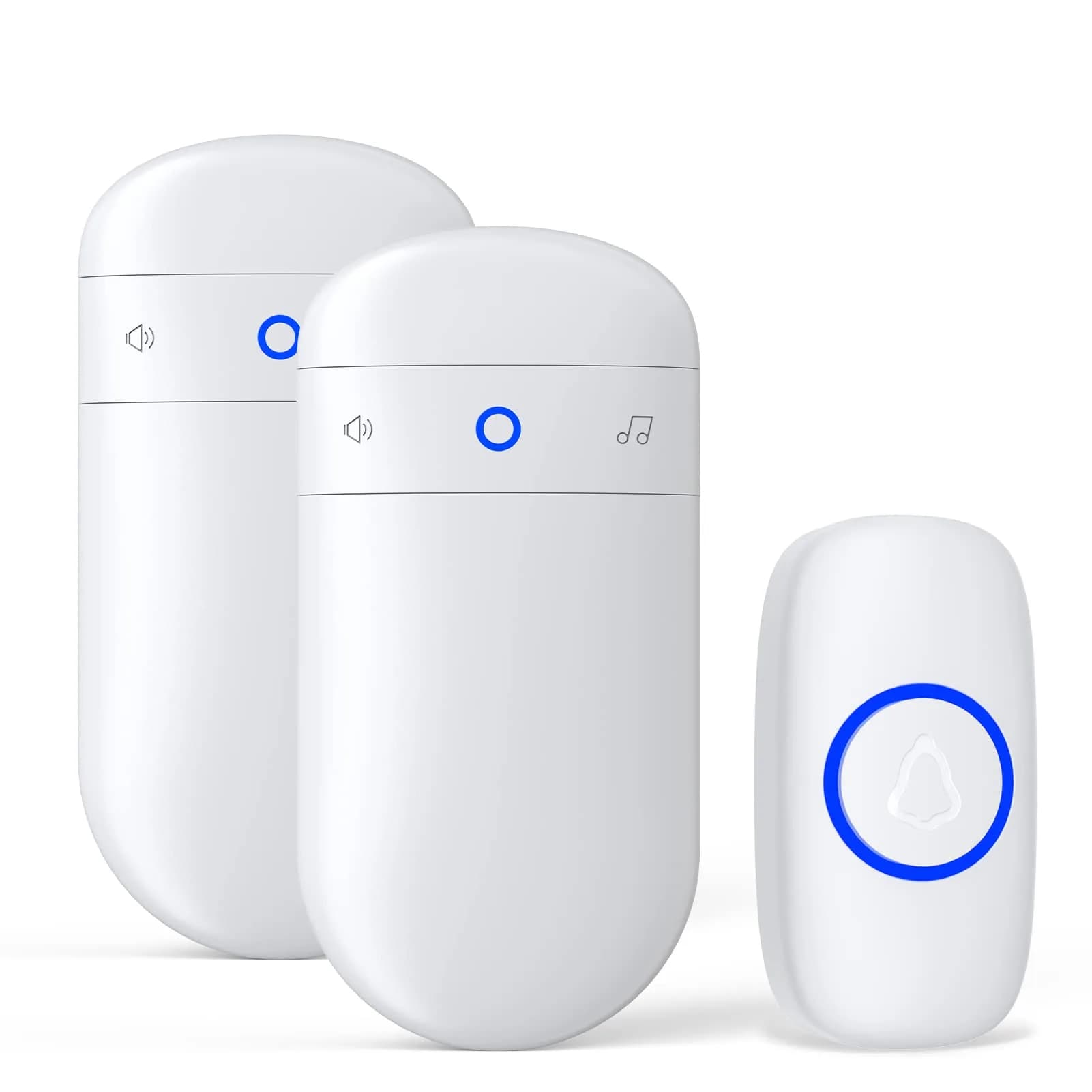 SECRUI Wireless Doorbell with 2 Plug-In Receivers & Waterproof Push Button | 1000ft Range, 58 Chimes, 110dB Sound, LED Flash