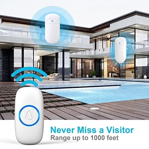 SECRUI Wireless Doorbell with 2 Plug-In Receivers & Waterproof Push Button | 1000ft Range, 58 Chimes, 110dB Sound, LED Flash thumbnail 3