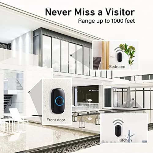 SECRUI Wireless Doorbell Over 1000ft Range | 58 Chimes, 110dB Loud, Waterproof thumbnail 5