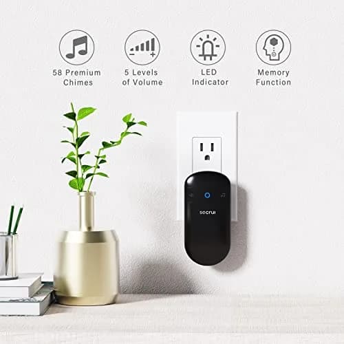 SECRUI Wireless Doorbell Over 1000ft Range | 58 Chimes, 110dB Loud, Waterproof thumbnail 2