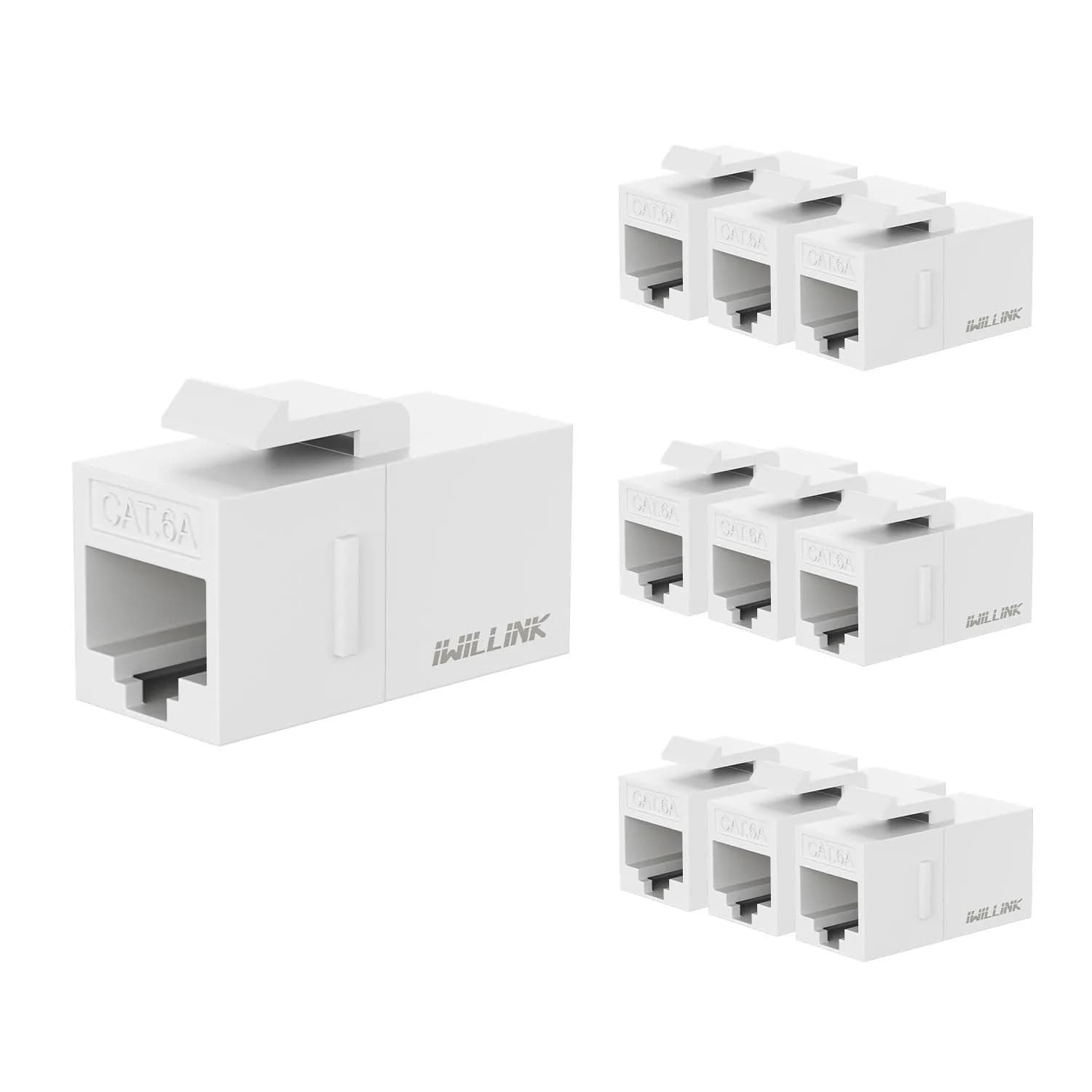 iwillink Cat6 Keystone Coupler 10-Pack White | Connects Two Ethernet Cables — White