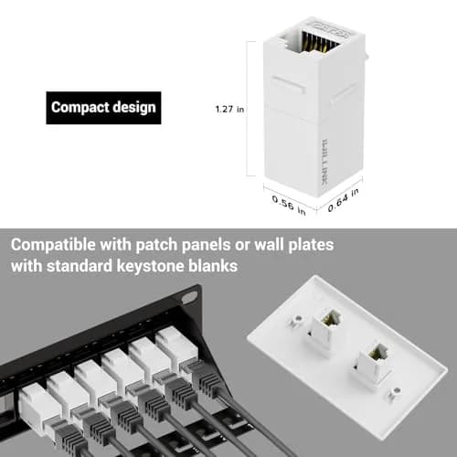 iwillink Cat6 Keystone Coupler 10-Pack White | Connects Two Ethernet Cables thumbnail 5