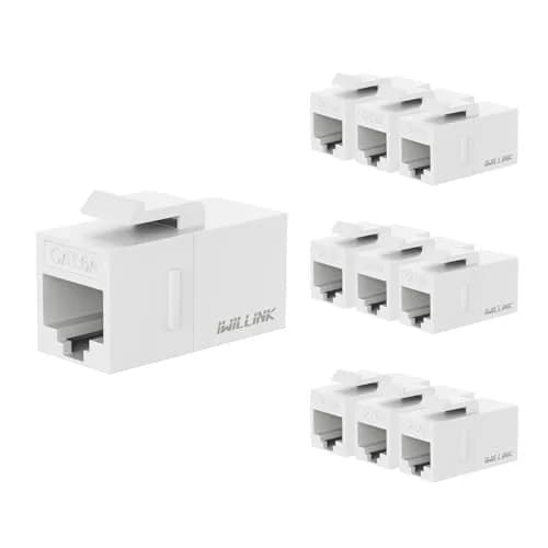 iwillink Cat6 Keystone Coupler 10-Pack White | Connects Two Ethernet Cables thumbnail 1