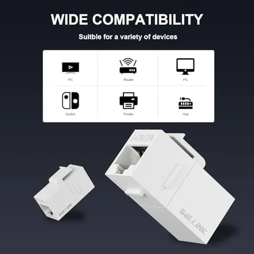 iwillink Cat6 Keystone Coupler 10-Pack White | Connects Two Ethernet Cables thumbnail 2