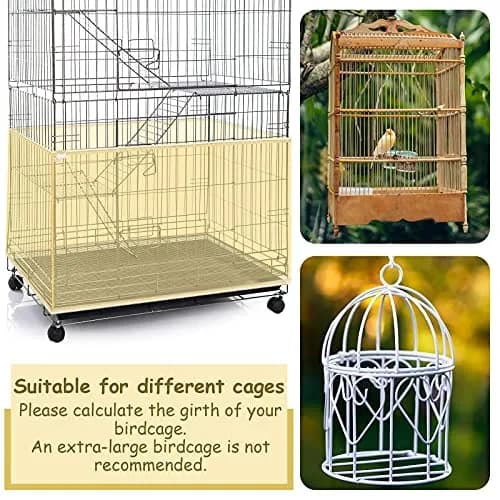 Shappy Yellow Bird Cage Seed Catcher Net Skirt Guard 300cm (118 Inch) | Adjustable Airy Mesh for Parrots thumbnail 4