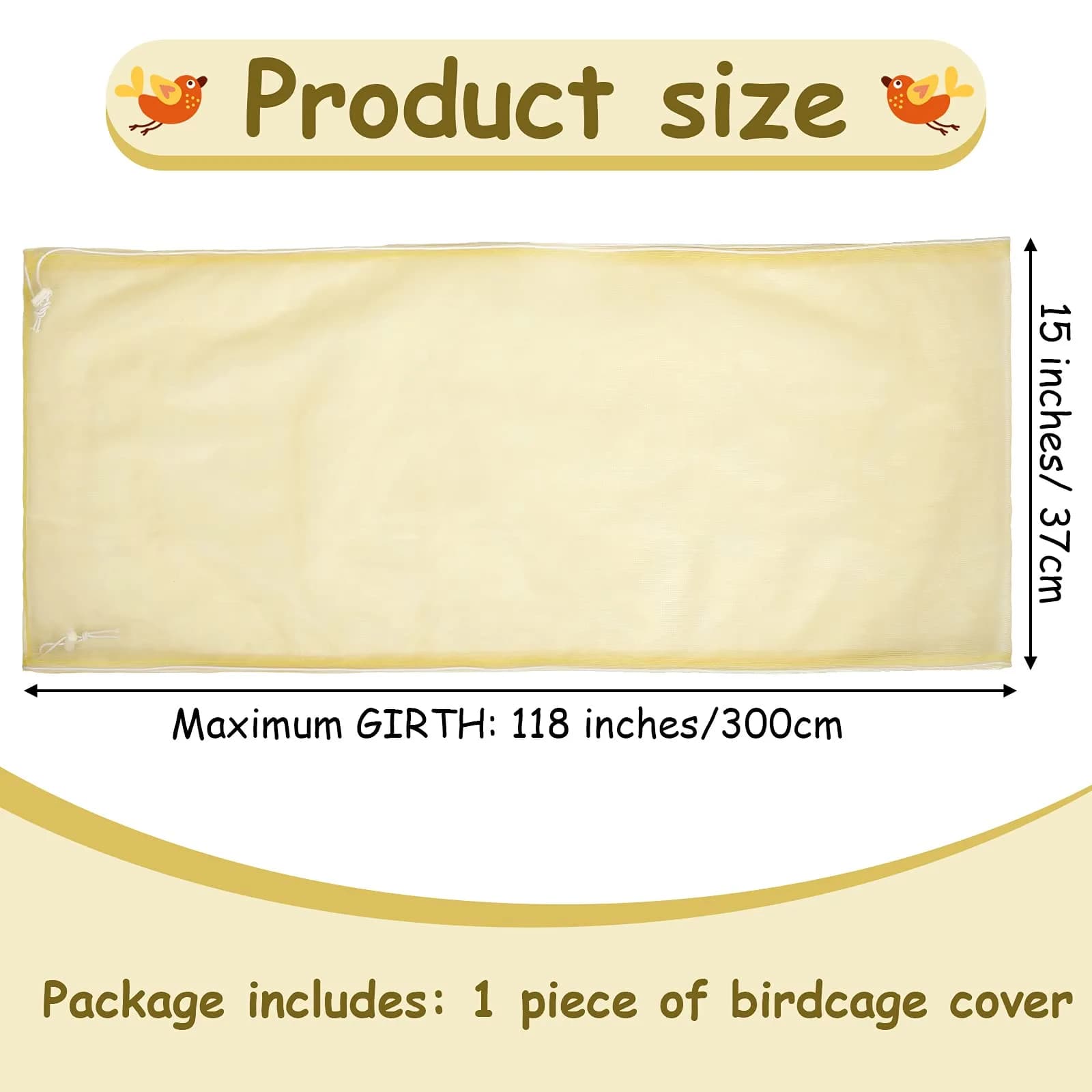 Shappy Yellow Bird Cage Seed Catcher Net Skirt Guard 300cm (118 Inch) | Adjustable Airy Mesh for Parrots - view 2