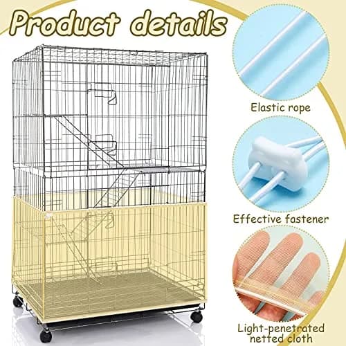 Shappy Yellow Bird Cage Seed Catcher Net Skirt Guard 300cm (118 Inch) | Adjustable Airy Mesh for Parrots thumbnail 3