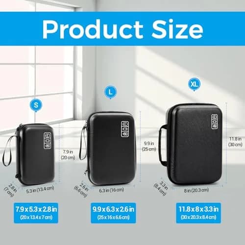 ProCase Black Hard Travel Electronic Organizer Case for MacBook Chargers, Cables, Power Bank, Mouse, Pencil, USB Drives, SD Cards - 9.9 x 6.3 x 2.56 Inch thumbnail 2