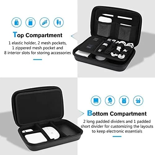ProCase Black Hard Travel Electronic Organizer Case for MacBook Chargers, Cables, Power Bank, Mouse, Pencil, USB Drives, SD Cards - 9.9 x 6.3 x 2.56 Inch thumbnail 3