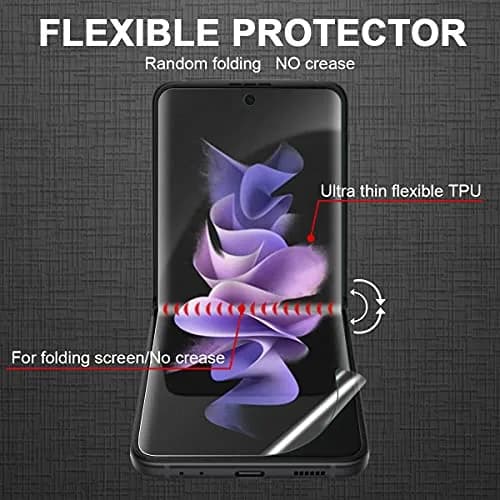 Orzero 3 Sets 12 Packs TPU Screen Protector for Samsung Galaxy Z Flip 3 5G | Anti-Scratch High Definition Bubble-Free thumbnail 4