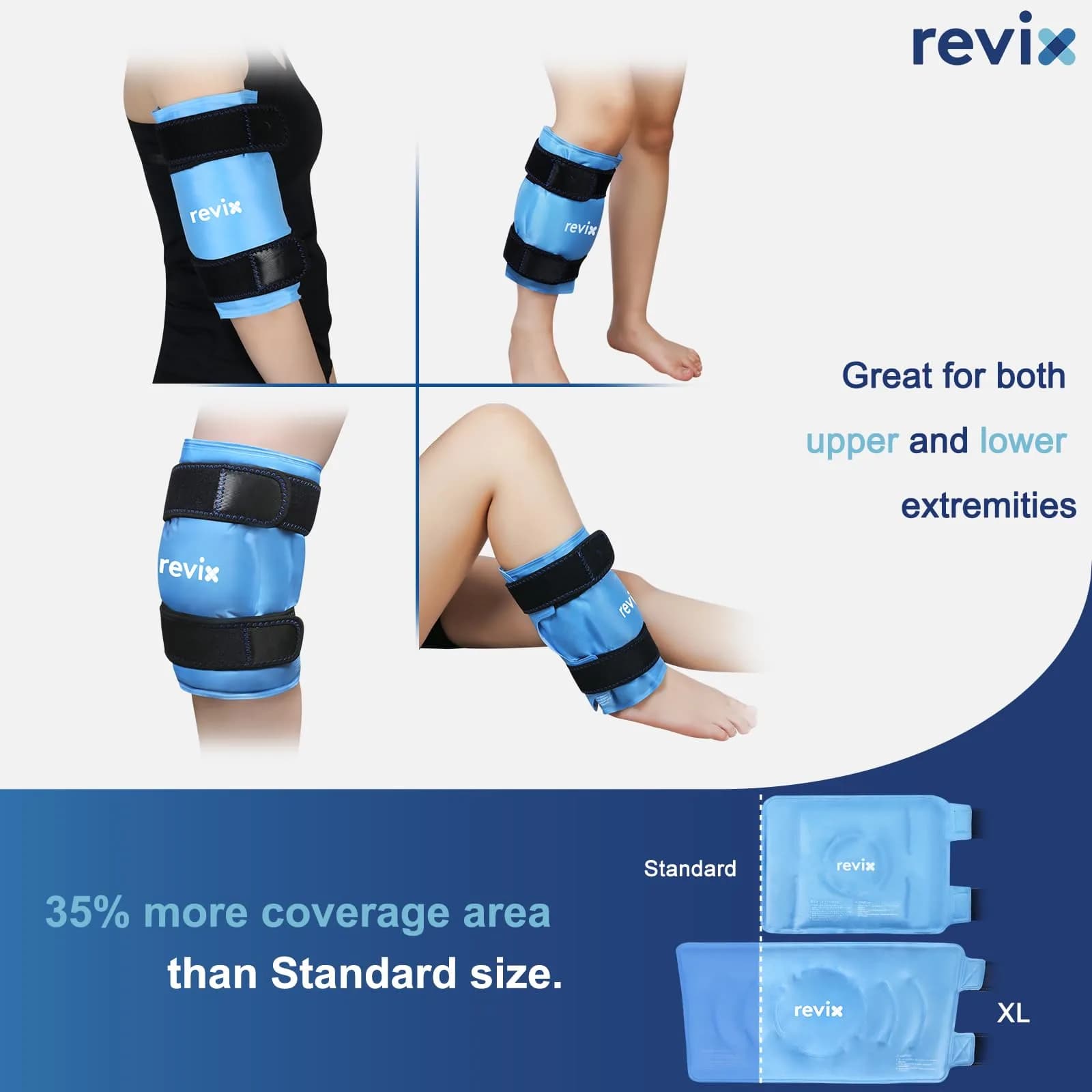 REVIX Extra Large Knee Ice Pack Wrap 19" | Cold Compress for Post-Workout Fatigue & Discomfort - view 5