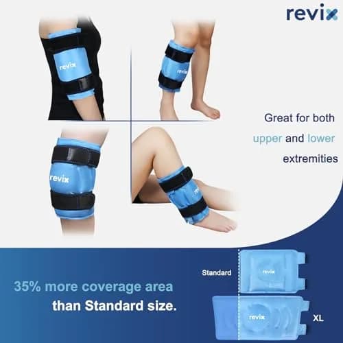 REVIX Extra Large Knee Ice Pack Wrap 19" | Cold Compress for Post-Workout Fatigue & Discomfort thumbnail 5