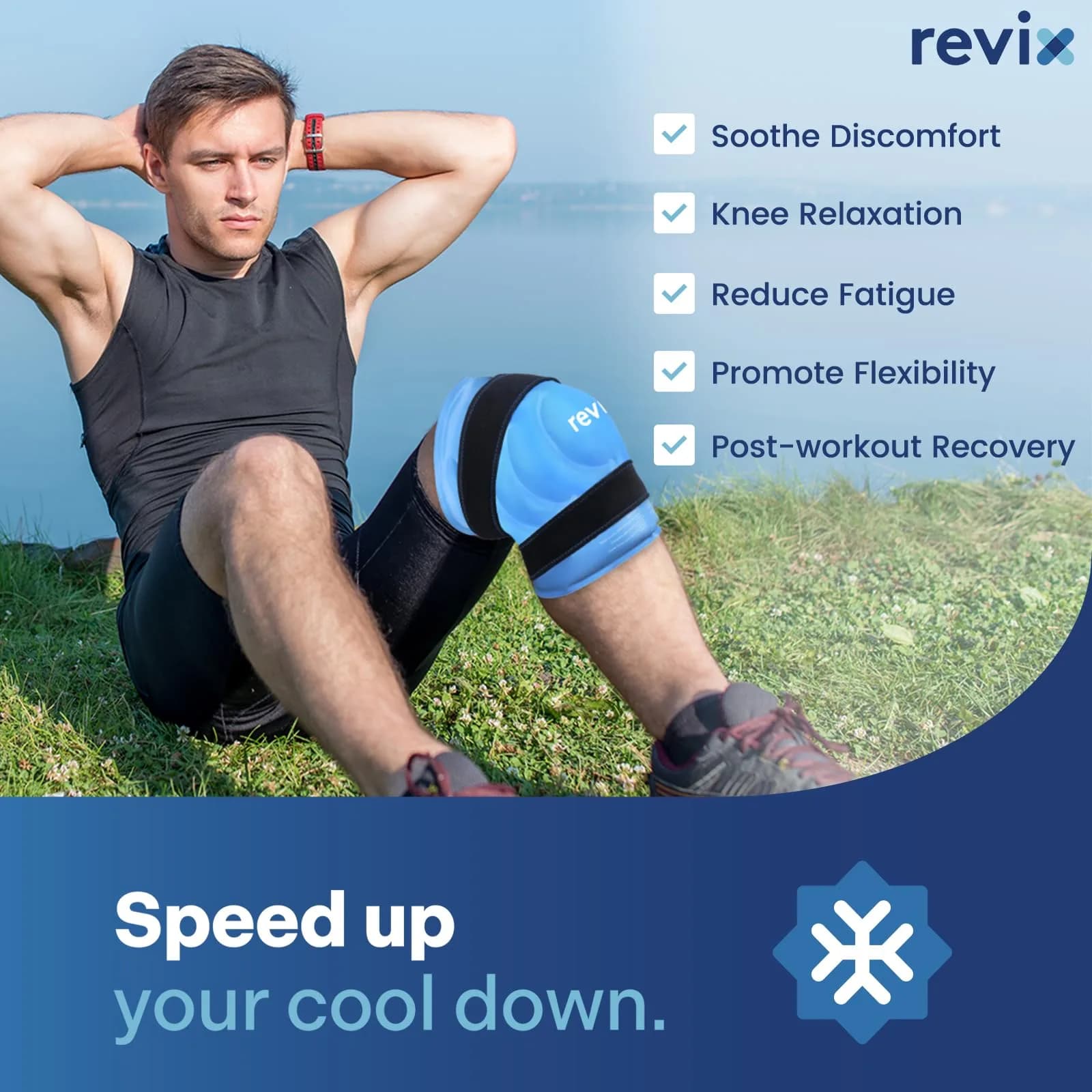 REVIX Extra Large Knee Ice Pack Wrap 19" | Cold Compress for Post-Workout Fatigue & Discomfort - view 6