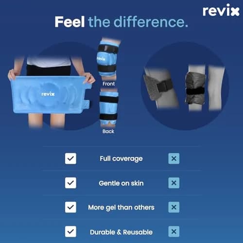 REVIX Extra Large Knee Ice Pack Wrap 19" | Cold Compress for Post-Workout Fatigue & Discomfort thumbnail 7