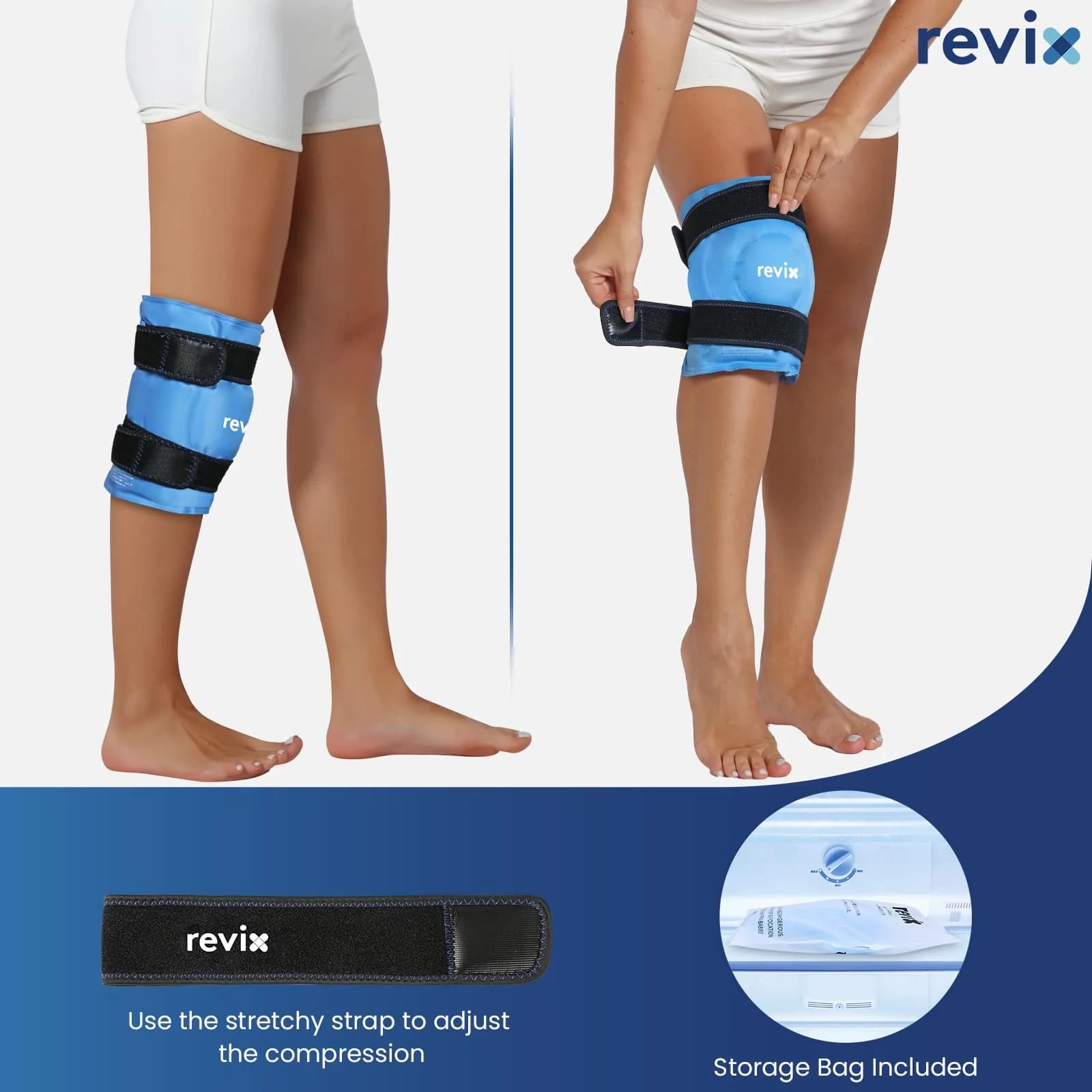 REVIX Extra Large Knee Ice Pack Wrap 19" | Cold Compress for Post-Workout Fatigue & Discomfort - view 4