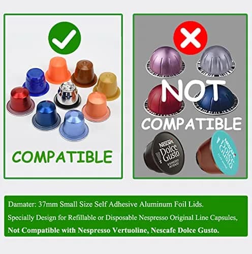 PHMEZLF Aluminum Espresso Lids Foil Sticker Seals 100Pcs (37mm) | DIY Coffee Pod Refills for Nespresso Original Line thumbnail 3