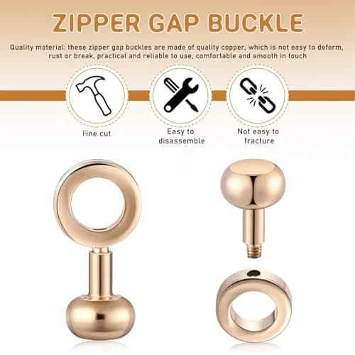 Canlierr Zipper Insert Buckle Set, Light Gold, 6 Pieces | Classic Metal Buckle Connectors for Bags and Pouches thumbnail 4