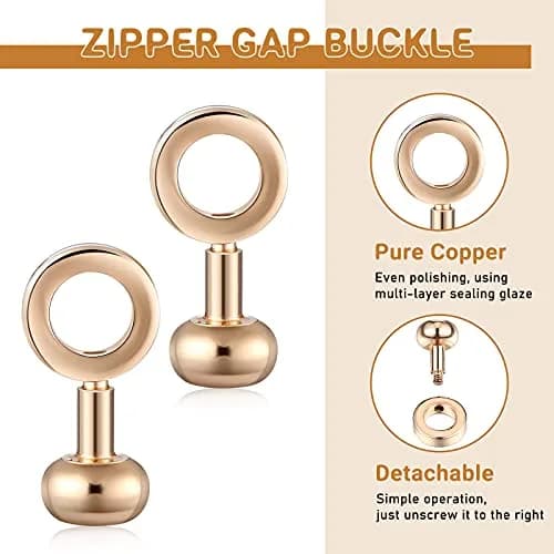 Canlierr Zipper Insert Buckle Set, Light Gold, 6 Pieces | Classic Metal Buckle Connectors for Bags and Pouches thumbnail 3