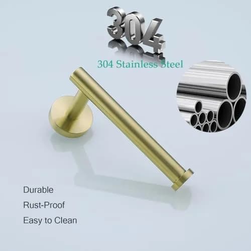 SEABEFORE Brushed Gold Toilet Paper Holder Wall Mount SUS304 Stainless Steel | Elegant Bathroom Accessory thumbnail 5