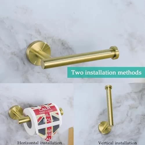 SEABEFORE Brushed Gold Toilet Paper Holder Wall Mount SUS304 Stainless Steel | Elegant Bathroom Accessory thumbnail 7