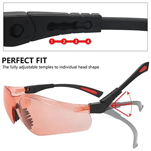 LaneTop AntiFog Shooting Glasses ANSI Z87.1 Certified Vermillion Lens | Impact Resistant Polycarbonate Eyewear thumbnail 4