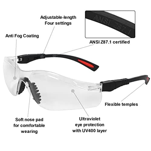 LaneTop AntiFog Shooting Glasses ANSI Z87.1 Certified Clear Lens | Impact Resistant Polycarbonate thumbnail 2