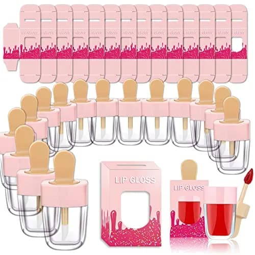 ANZKA 15 Pack Lip Gloss Tubes with Packaging Boxes | Pink Ice-Cream Shape, 8ml, Refillable, Portable, Wholesale for Business thumbnail 1